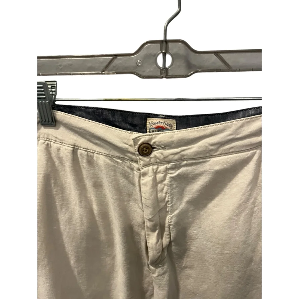 Faherty Linen Blend Khaki Chino Shorts Men's Size 35 Flat Front Zip Fly Pockets